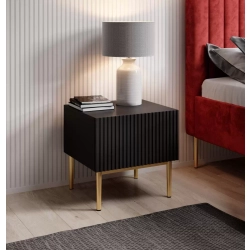 Zestaw szafek nocnych Nicole 46 cm - czarny / złote nóżki